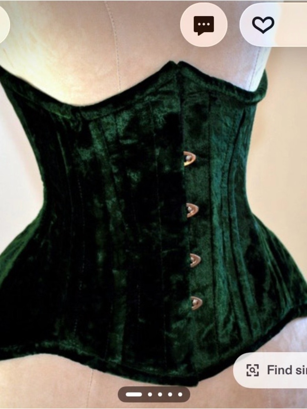 Velvet Underbust Corset in Deep Green